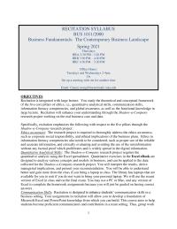 Syllabus RECITATION SYLLABUSBUS