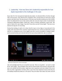 Apple case 1 Leadership How was