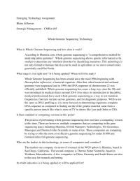Emerging Technology For Whole Genome Sequencing