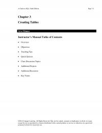 Programming Languages Chapter 3 Guide Sql Ninth Edition Page Creating Tables Glance Instructors Manual Table