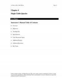 Programming Languages Chapter 4 Guide Sql Ninth Edition Page Singletable Queries Glance Instructors Manual Table