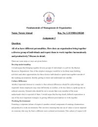 Fundamentals of Management & Organization