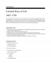 History Chapter 3 Colonial Ways Life This Discusses What Life Was Like The