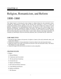 History Chapter 12 Religion Romanticism And Reform This Begins Discussing The Major Changes