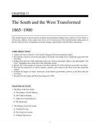 History Chapter 17 The South And The West Transformed This Begins Discussing The