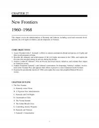History Chapter 27 New Frontiers This Covers The Administrations Kennedy And Johnson Including