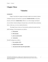 Finance Chapter 3 Valuation Three Valuation Overview Describes How Managers And Analysts