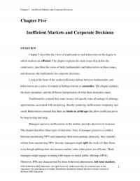 Finance Chapter 5 Inefficient Markets And Corporate Decisions Five Inefficient Markets And Corporate