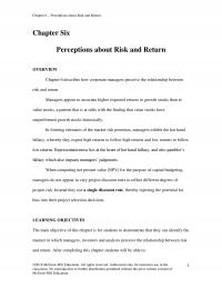 Finance Chapter 6 Perceptions About Risk And Return Six Perceptions About Risk And