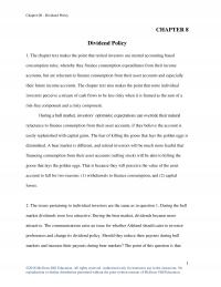Finance Chapter 8 Dividend Policy Dividend Policy The Text Makes The Point