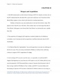 Finance Chapter 10 Mergers And Acquisitions Mergers And Acquisitions John Mccormack Points Out