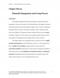Finance Chapter 11 Financial Management And Group Process Eleven Financial Management And Group