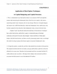 Finance Chapter 12 Application Real Option Techniques Capital Budgeting And Capital Structure Application
