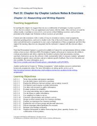 Business Communication Chapter 11 Researching And Writing Reports Part By Lecture Notes Amp Exercises