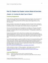 Business Communication Chapter 12 Creating The Right Type Report Part By Lecture Notes Amp Exercises