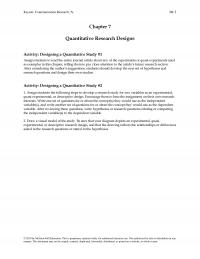 Speech Chapter 7 Keyton Communication Research Quantitative Research Designs Activity Designing Quantitative Study Assign