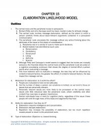 Speech Chapter 15 Elaboration Likelihood Model Outline The Central Route And The Peripheral Routes