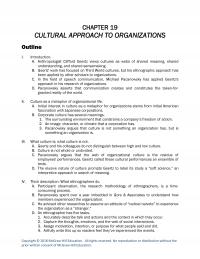 Speech Chapter 19 Cultural Approach Organizations Outline Introduction Anthropologist Clifford Geertz Views Cultures Webs