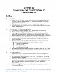 Speech Chapter 20 Communicative Constitution Organizations Outline Introduction Robert Mcphee And Other Communicative Constitution