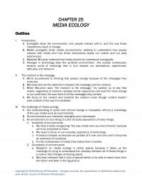 Speech Chapter 25 Media Ecology Outline Introduction Ecologists Study The Environment How People Interact