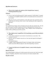Case Study Of Cambells Soup Company Solution
