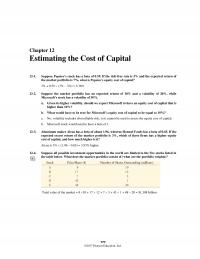 Banking Chapter 12 Homework Estimating The Cost Capital Suppose Pepsicos Stock Has Beta The Riskfree