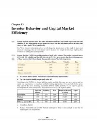 Banking Chapter 13 Homework Investor Behavior And Capital Market Efficiency Assume That All Investors Have