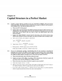 Banking Chapter 14 Homework Capital Structure Perfect Market Consider Project With Free Cash Flows One