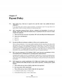 Banking Chapter 17 Homework Payout Policy What Options Does Firm Have Spend Its Free Cash