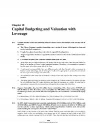 Banking Chapter 18 Homework Capital Budgeting And Valuation With Leverage Explain Whether Each The Following