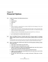 Banking Chapter 20 Homework Financial Options Explain The Meanings The Following Financial Terms Option Expiration