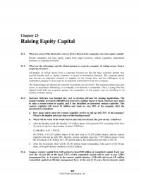 Banking Chapter 23 Homework Raising Equity Capital What Are Some The Alternative Sources From Which