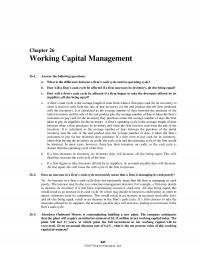 Banking Chapter 26 Homework Working Capital Management Answer The Following Questions What The Difference Between