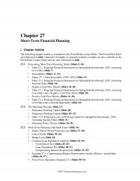 Banking Chapter 27 Shortterm Financial Planning Outline The Following Outline Correlated The