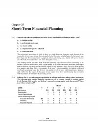 Banking Chapter 27 Homework Shortterm Financial Planning Which The Following Companies Are Likely Have High