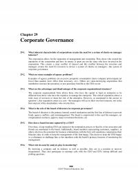 Banking Chapter 29 Homework Corporate Governance What Inherent Characteristic Corporations Creates The Need For System