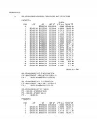 Industrial Engineering Chapter 4 Excel Problem Solution Using Individual Cash Flows And Factors Project Eoy Net Solution