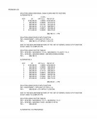 Industrial Engineering Chapter 4 Excel Problem Solution Using Individual Cash Flows And Factors Alternative Eoy Solution Using