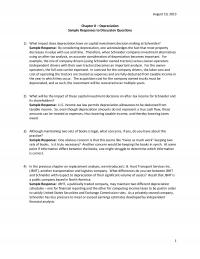 Industrial Engineering Chapter 8 Homework August Depreciation Sample Responses Discussion Questions What Impact Does Depreciation Have