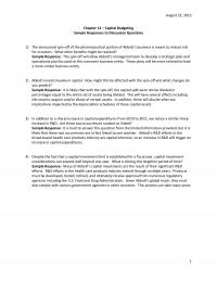 Industrial Engineering Chapter 12 Homework August Capital Budgeting Sample Responses Discussion Questions The Announced Spinoff The