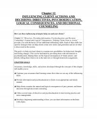 Counseling Chapter 12 Influencing Client Actions And Decisions Directives Psychoeducation Logical Consequences And Decisional