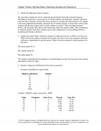Marketing Chapter 13 Thirteen Big Data Basics Describing Samples And Populations Define The Analytical