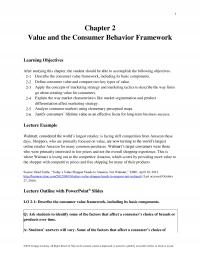 Marketing Chapter 2 Value And The Consumer Behavior Framework Learning Objectives After Studying This