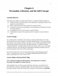 Marketing Chapter 6 Personality Lifestyles And The Selfconcept Learning Objectives After Studying This