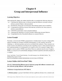 Marketing Chapter 8 Group And Interpersonal Influence Learning Objectives After Studying This The