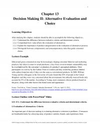 Marketing Chapter 13 Decision Making Alternative Evaluation And Choice Learning Objectives After Studying This