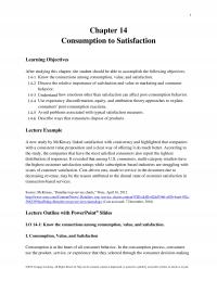 Marketing Chapter 14 Consumption Satisfaction Learning Objectives After Studying This The Student Should