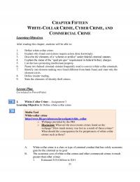 Counseling Chapter 15 Fifteen Whitecollar Crime Cyber Crime And Commercial Crime Learning Objectives After