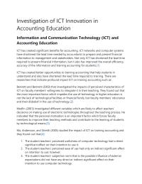 Investigation Of Ict Innovation In Accounting Education