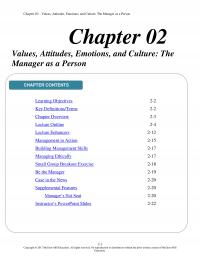 Management Chapter 2 Values Attitudes Emotions And Culture The Manager Person Values Attitudes